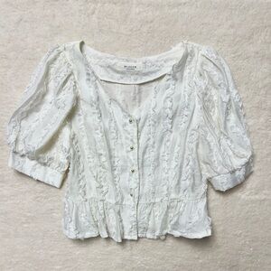 Korean Lace ruffle blouse with Pearl buttons